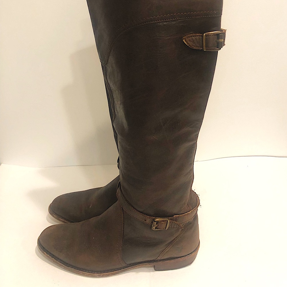 Frye Dorado Buckled Leather Riding Boots size 9